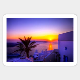 Purple Sunset In Santorini Sticker